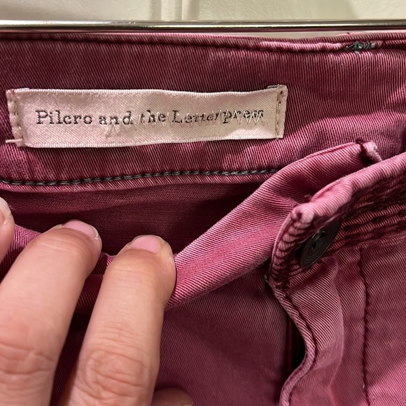 EUC Pilcro Anthropologie Pink Cotton Cropped Capris Pant Pants size 33 - Picture 6 of 8